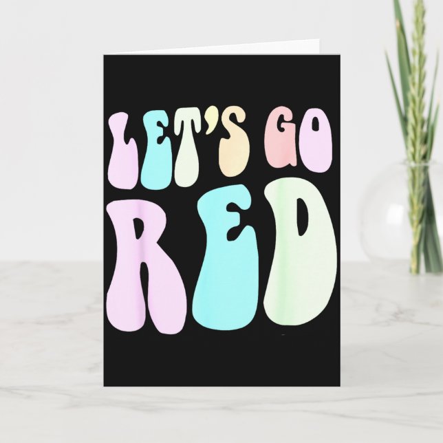 Retro Lets Go Red Team War Game Summer Camp Heart  Card (Front)