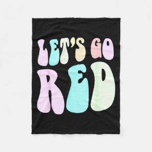 Retro Lets Go Red Team War Game Summer Camp Heart Fleece Blanket