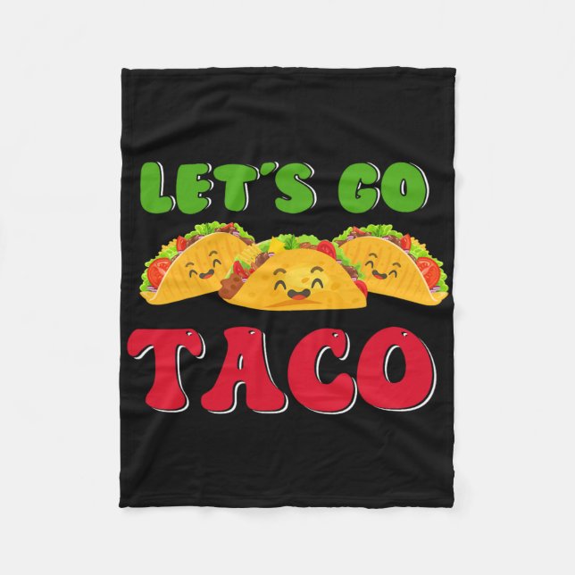 Retro Let's Go Taco Funny  Fleece Blanket (Front)