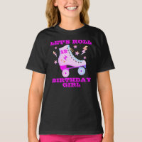 Retro Lets Roll Roller Skating Neon Pink  T-Shirt