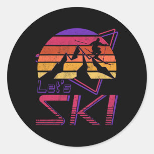 Retro Let's Ski Vintage 80s 90s Snow Skiing Classic Round Sticker