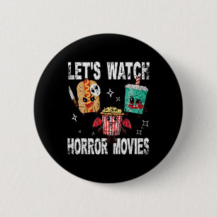 Retro Lets Watch Horror Movies Cute Halloween Cost 6 Cm Round Badge