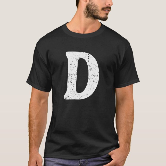 Retro Letter D Capital Alphabet Monogram Initial o T-Shirt (Front)