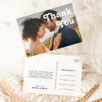 Retro Lettering Full Photo Wedding Thank You