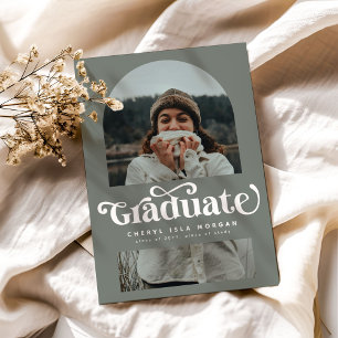 Retro Lettering Graduate Arch Photo Graduation Announcement