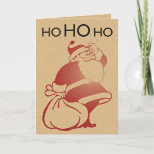 Retro Letterpress Santa Holiday Card