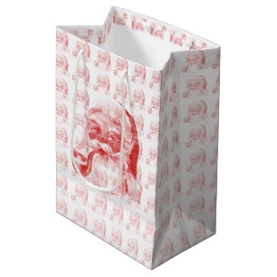 Retro Letterpress Santa Medium Gift Bag