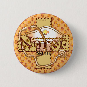 Retro letters nurse  6 cm round badge