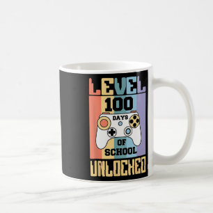 Retro Level 100 Days Of School Unlocked Gamer Boys Coffee Mug