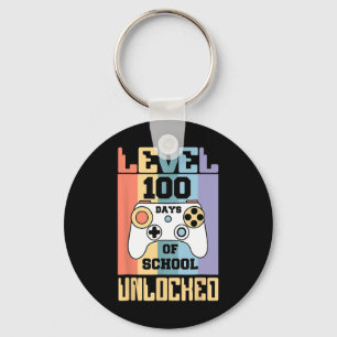 Retro Level 100 Days Of School Unlocked Gamer Boys Key Ring
