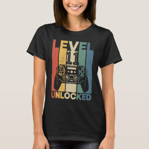 Retro Level 11 Unlocked Funny Video Game 11th Birt T-Shirt