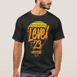 Retro Level 23 Unlocked 23rd Birthday Twenty Three T-Shirt