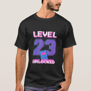 Retro Level 23 Unlocked 23rd Video Gamer Birthday T-Shirt