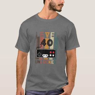 Retro Level 40 Unlocked Video Game 40Th Birthday A T-Shirt