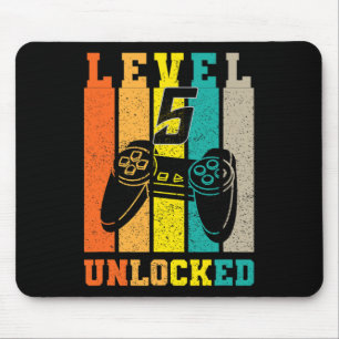 Retro Level 5 Unlocked Birthday Gaming Legend Game Mouse Mat