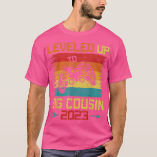 Retro Leveled Up To Big Cousin 2023 Pregnancy Reve T-Shirt