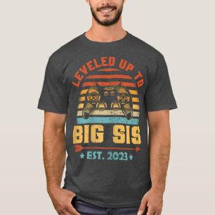Retro Leveled Up To Big Sis 2023 Gaming Pregnancy T-Shirt