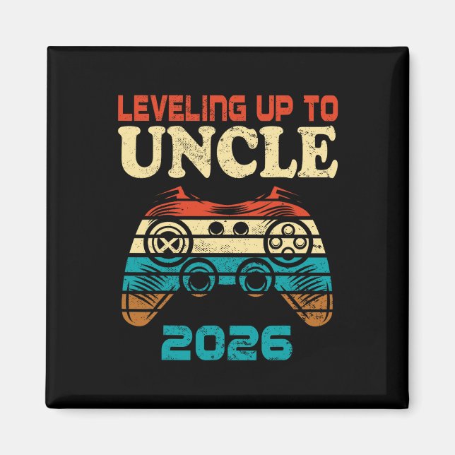 Retro Leveling Up To Uncle 2026 Pregnancy Announce Magnet (Front)
