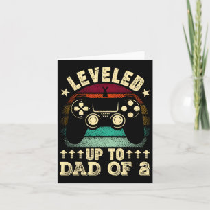 Retro Levelled Up To Dad Of 2 Fathers Day New Dad  Card
