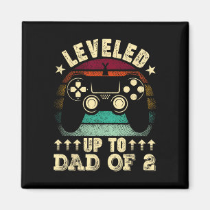 Retro Levelled Up To Dad Of 2 Fathers Day New Dad Magnet