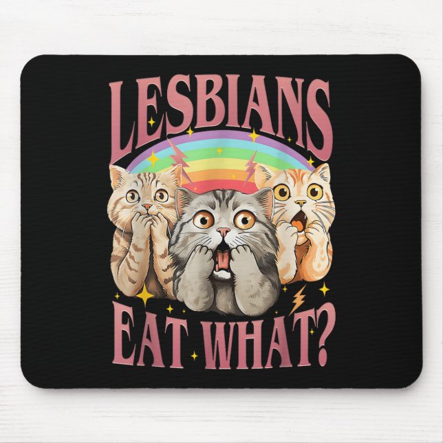 Retro Lgbt Eat What Cat Lesbian Pride Month Equal  Mouse Mat (Front)