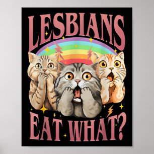 Retro Lgbt Eat What Cat Lesbian Pride Month Equal Poster