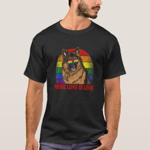 Retro Lgbt Pride Love Is Love German Shepherd Dog T-Shirt