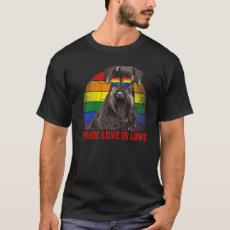 Retro Lgbt Pride Love Is Love Schnauzer Dog T-Shirt