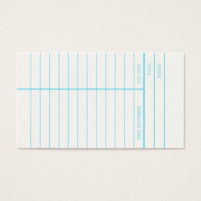Retro Library Book Date Due Card (Front)