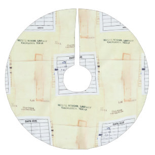 Retro Library Book Date Due Card Brushed Polyester Tree Skirt