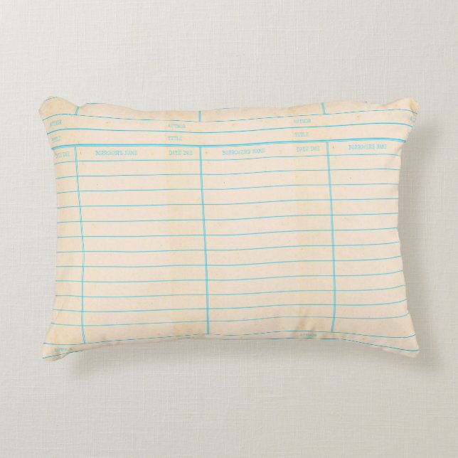 Retro Library Book Date Due Card Decorative Cushion (Front)