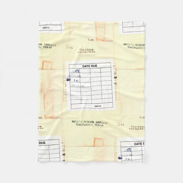 Retro Library Book Date Due Card Fleece Blanket (Front)