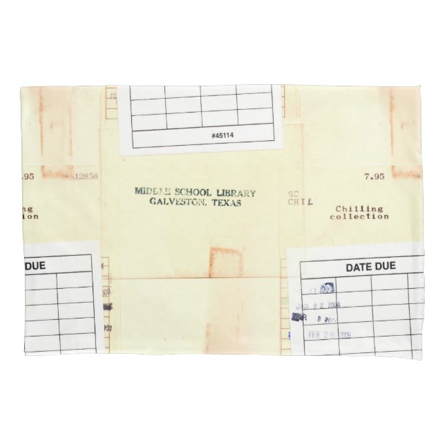 Retro Library Book Date Due Card Pillowcase (Front)