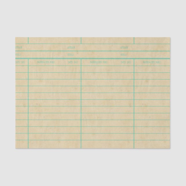 Retro Library Book Date Due Card Tissue Paper (Front)