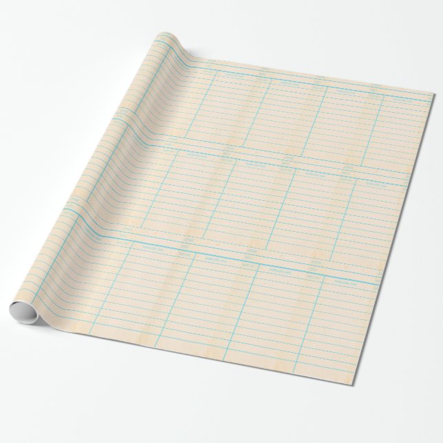 Retro Library Book Date Due Card Wrapping Paper (Unrolled)