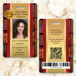 Retro Library Books Employee Photo ID Badge