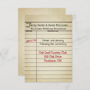 Retro Library Card Wedding Reception