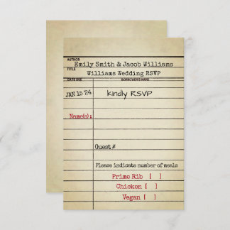 Retro Library Card Wedding RSVP