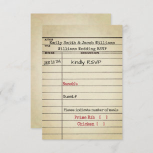 Retro Library Card Wedding RSVP