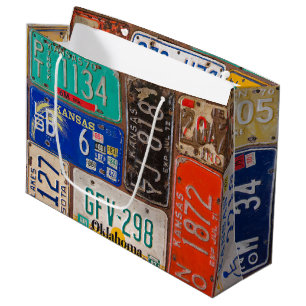 Retro License Plate Collection Large Gift Bag
