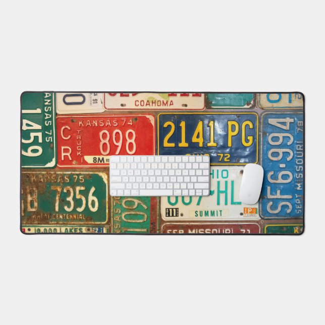 Retro License Plates Collection Desk Mat (Keyboard & Mouse)