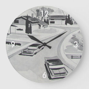 Retro-licious 60s Modern BW Large Clock