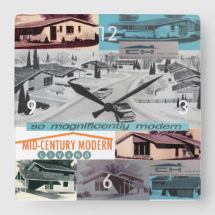 Retro-licious 60s Modern Mosaic! Square Wall Clock