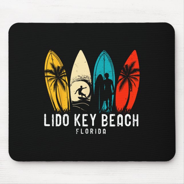 Retro Lido Key Beach Florida Surfboarder Design Fo Mouse Mat (Front)