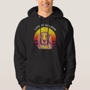 Retro Life Is Golden Retriever Dog Funny Golden Re Hoodie