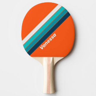 Retro Lifeguard Striped with Name Ping Pong Paddle
