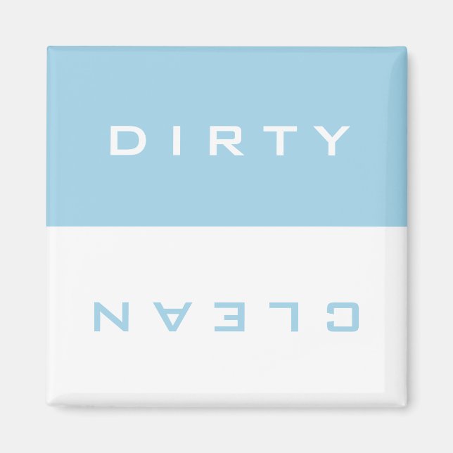 Retro Light Blue and White Dirty/Clean Dishwasher Magnet (Front)