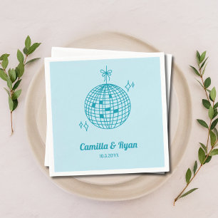 Retro Light Blue Teal Disco Wedding Decor Napkins