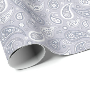 Retro Light Grey Paisley Pattern Wrapping Paper