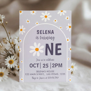 Retro Light Purple First Birthday Party Invitation